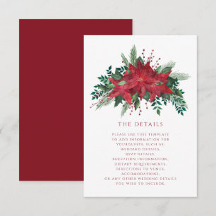 Tarjeta De Recepción Detalles de Boda de Navidad con Flor de Pascua Flo