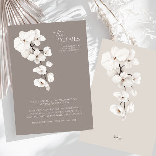 Tarjeta De Recepción Detalles de Boda de Orquídea Blanca Gris Moderna