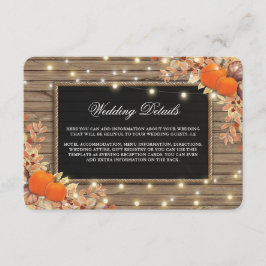 Tarjeta De Recepción Detalles de Boda de Otoño en Campo Rústico