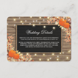 Tarjeta De Recepción Detalles de Boda de Otoño Rústica Campestre