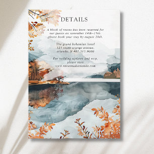 Tarjeta De Recepción Detalles de Boda de Otoño Rústico en Lago de Monta