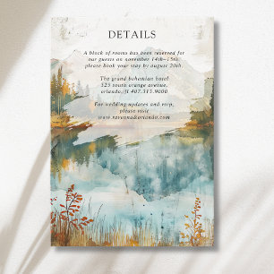 Tarjeta De Recepción Detalles de Boda de Otoño Vintage en Lago de Monta