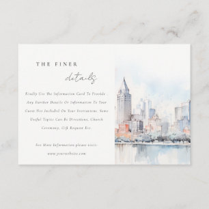 Tarjeta De Recepción Detalles de boda de paisaje acuarela de Detroit Mi