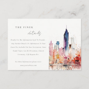 Tarjeta De Recepción Detalles de boda de paisaje de acuarela de Chicago