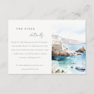 Tarjeta De Recepción Detalles de boda de paisaje de acuarela de Puglia