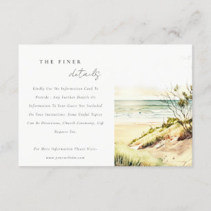 Tarjeta De Recepción Detalles de boda de paisaje marino soleado en play