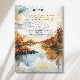 Tarjeta De Recepción Detalles de Boda de Paisaje Rústico Lago Montaña