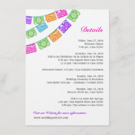 Tarjeta De Recepción Detalles de Boda de Papel Picado Multicolor