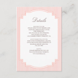 Tarjeta De Recepción Detalles de Boda de Pastel Coral Rayado