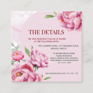 Tarjeta De Recepción Detalles de Boda de Peonía para Boda