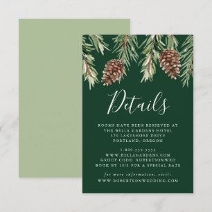 Tarjeta De Recepción Detalles de Boda de Piña de Acuarela de Invierno