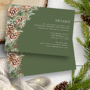 Tarjeta De Recepción Detalles de Boda de Pino Verde