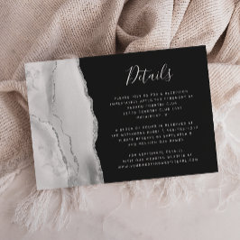 Tarjeta De Recepción Detalles de Boda de Pizarra de Ágata Gris Plateado