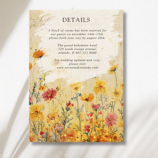 Tarjeta De Recepción Detalles de Boda de Pradera de Flores Silvestres C (Subido por el creador)