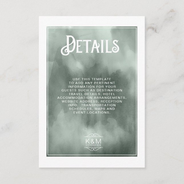 Tarjeta De Recepción Detalles de Boda de Ramo de Acuarela Blush ID654 (Anverso)