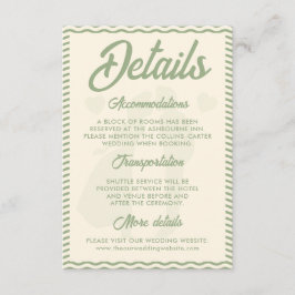 Tarjeta De Recepción Detalles de Boda de Raya Ondulada Verde Salvia Mod