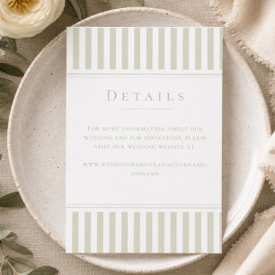 Tarjeta De Recepción Detalles de Boda de Raya Verde Menta Clásico Elega