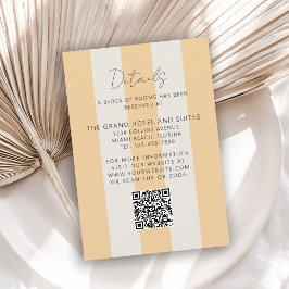 Tarjeta De Recepción Detalles de Boda de Rayas de Cabaña Amarilla Simpl