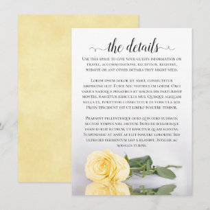 Tarjeta De Recepción Detalles de Boda de Rosa Amarilla Reflejada Elegan