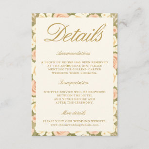 Tarjeta De Recepción Detalles de Boda de Salón de Baile Elegante Marfil