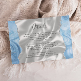 Tarjeta De Recepción Detalles de Boda de Seda Blanca con Agata Plateada