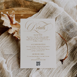 Tarjeta De Recepción Detalles de boda de Simple Elegante Script Marfil