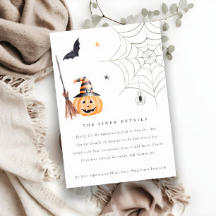 Tarjeta De Recepción Detalles de boda de telaraña de calabaza de Hallow