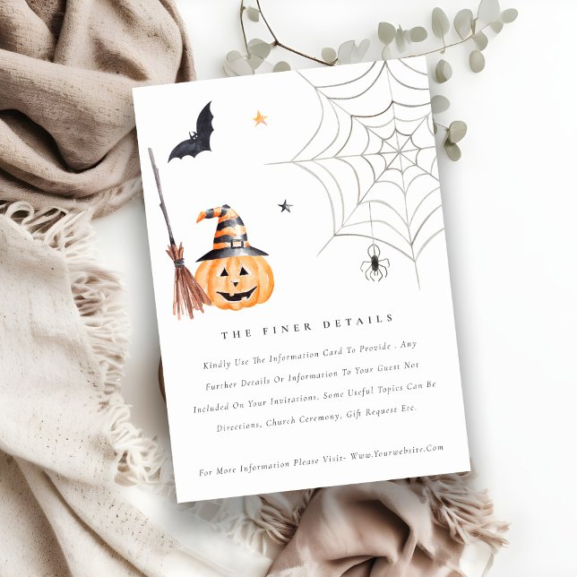 Tarjeta De Recepción Detalles de boda de telaraña de calabaza de Hallow (Subido por el creador)