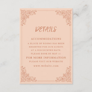 Tarjeta De Recepción Detalles de boda de terracota elegante melocotón