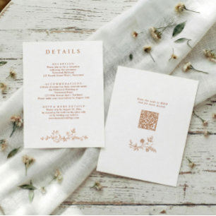 Tarjeta De Recepción Detalles de Boda de Terracota Floral Francesa Vint