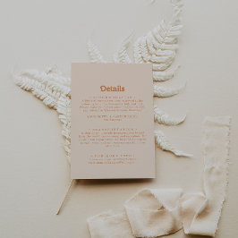 Tarjeta De Recepción Detalles de Boda de Terracota Formales Simples Mín
