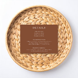Tarjeta De Recepción Detalles de Boda de Terracota Moderna