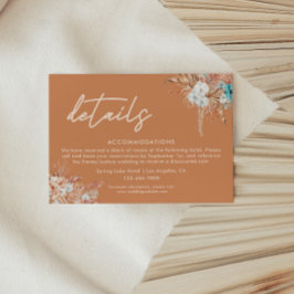 Tarjeta De Recepción Detalles de Boda de Terracota Modernos Boho