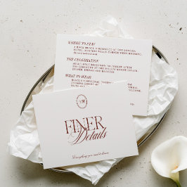 Tarjeta De Recepción Detalles de Boda de Terracota Profunda Minimalista