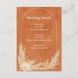 Tarjeta De Recepción Detalles de boda de terracota rica