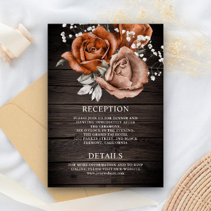 Tarjeta De Recepción Detalles de boda de terracota rosa naranja quemada