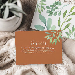 Tarjeta De Recepción Detalles de boda de terracota rústica quemada nara