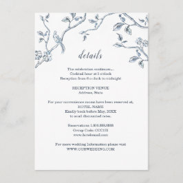 Tarjeta De Recepción Detalles de boda de Toile francés azul y blanco