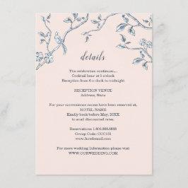 Tarjeta De Recepción Detalles de boda de Toile francesa azul y blanco