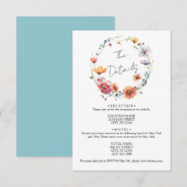 Tarjeta De Recepción Detalles de boda de verano con corona de flores si