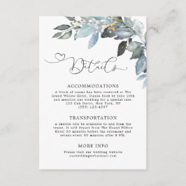 Tarjeta De Recepción Detalles de Boda de Verde Elegante y Sencillo