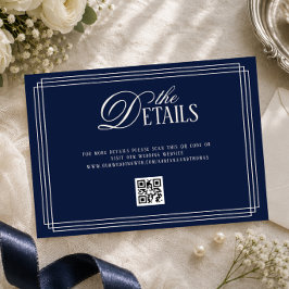Tarjeta De Recepción Detalles de Boda Deep Blue Old Money