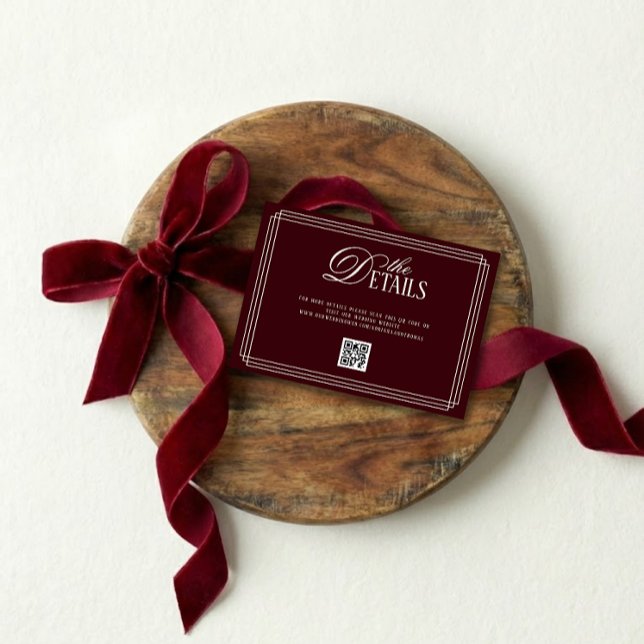 Tarjeta De Recepción Detalles de Boda Deep Red Old Money (Subido por el creador)