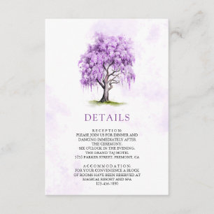 Tarjeta De Recepción Detalles de boda del árbol floral de glicina púrpu