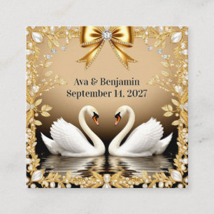 Tarjeta De Recepción Detalles de Boda del Cisne Dorado Insertar Tema