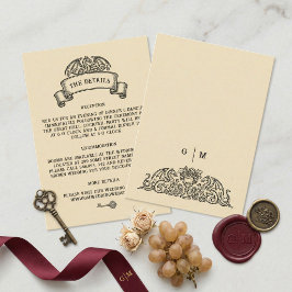 Tarjeta De Recepción Detalles de Boda del Emblema del Dragón Vintage