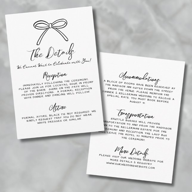 Tarjeta De Recepción Detalles de Boda Dibujados a Mano (Hand Drawn Whimsical Wedding Details Enclosure Card)