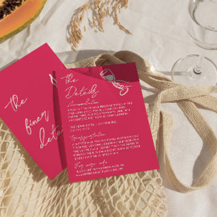 Tarjeta De Recepción Detalles de Boda Dibujados a Mano con Fantasía Ros