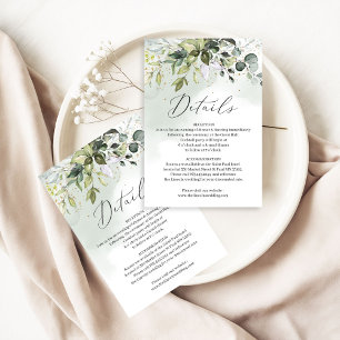 Tarjeta De Recepción Detalles de boda dorados hojas verde boho