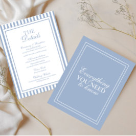 Tarjeta De Recepción Detalles de Boda Dusty Blue Old Money Enclosure